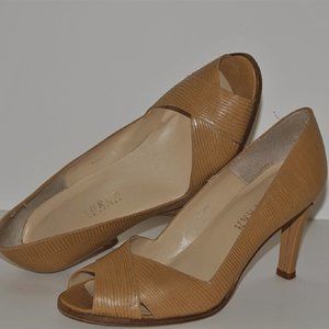 Lauren Ralph Lauren Cream Lizard Open Toe Pump